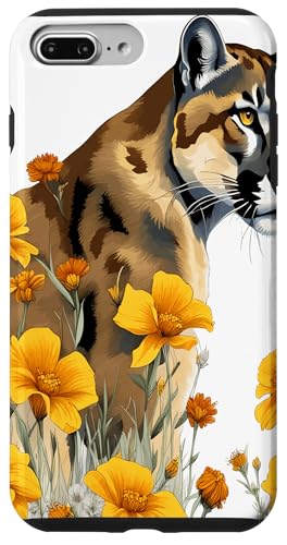 Hülle für iPhone 7 Plus/8 Plus Florida Panther Seitenansicht mit Coreopsis-Bordüre von Florida Territory Symbols Gifts & Tees taiche