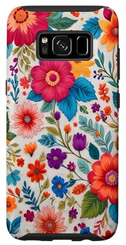 Hülle für Galaxy S8 Mexikanische Volkskunst Blumenstickmuster Heritage Otomi von Flowers Mexican Folk Art Floral Embroidery Pattern