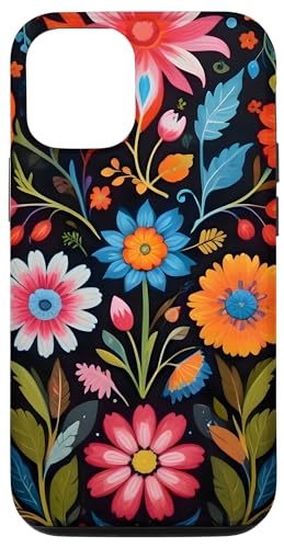 Hülle für iPhone 12/12 Pro Mexikanische Volkskunst Blumenstickmuster Heritage Otomi von Flowers Mexican Folk Art Floral Embroidery Pattern