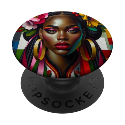 Melanin in Bloom: Die Essenz der kühnen Schönheit PopSockets Klebender PopGrip von Fluxes Unraveling Nexus (FUN)