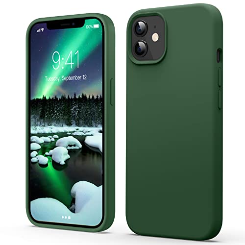 Flyzoo Flüssige Silicone Case für iPhone 12 Mini Hülle (5,4"), Kratzfest & Anti-fingerabdruck Silikon Handyhülle mit Rundumschutz: 4-Schicht Schutzhülle, Erhöhter Rand für Bildschirm & Kamera, Grün von Flyzoo