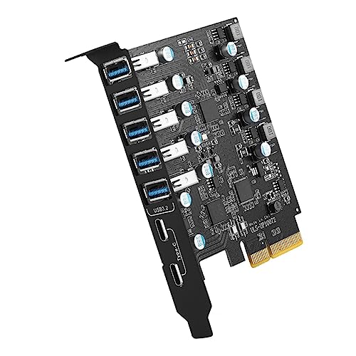 Fmoutyy PCIe USB 3.2-Kartenerweiterung USB-A 5X USB-C 2X PCI Supper Speed-USB 3.2 MAX 10 Gbit/S für Desktop-PC-Hostkarte von Fmoutyy