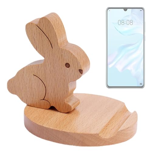 FmtwPhn 9.5x9.5x8cm Tierischer Handyhalter, Niedlicher Holz-Smartphone-Ständer, Handyhalter Aus Holz Tier-Handystände, Desktop Telefondock Aus Holz, Niedlicher Desktop-Telefonhalter von FmtwPhn