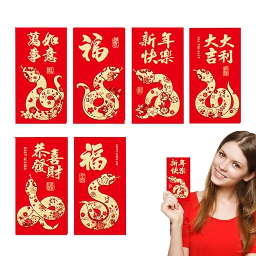 Schlangenrote Umschläge 2025 - Chinesische Neujahrsumschläge Snake, 6pieces Large Red Envelope | Gold Folie Jahr Des Schlangenroten Umschlags, Rote Umschläge Jahr Der Schlange Für Spring Festival Gebu von Fmzrbnih