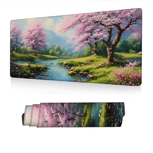 Gaming Mauspad XXL 700x300x3mm,Mauspad Kirschblüten Mousepad,Rutschfeste Schreibtischunterlage Baum Mauspad Gaming,Wasserdicht Oberfläche,Verbessert Präzision und Geschwindigkeit,Gaming Zubehör S1-394 von Fneuexng