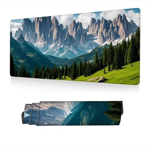 Mauspad XXL 1400x600x3mm,Mousepad Berg Schreibtischunterlage,Gaming Mauspad Wiese Mouse Pad mit Wasserdicht und Rutschfester Gummi,Desk Mat mit Vernähte Kanten,Computer Zubehör,Geschenke Frauen S1-399 von Fneuexng