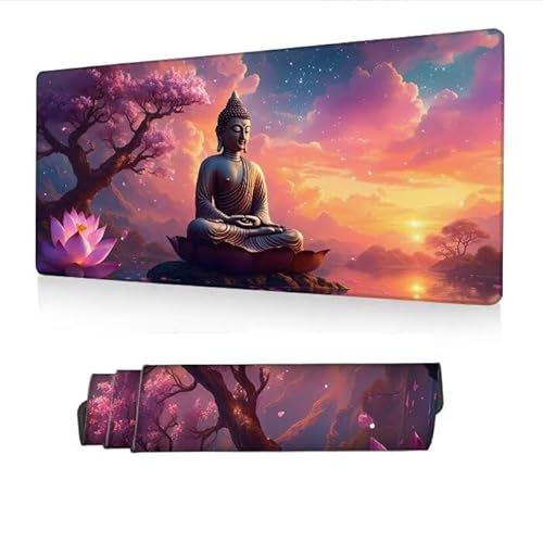 Mauspad XXL 1400x600x3mm,Mousepad Zen Schreibtischunterlage,Gaming Mauspad Landschaft Mouse Pad mit Wasserdicht und Rutschfester Gummi,Desk Mat mit Vernähte Kanten,Computer Zubehör,Geschenke S1-433 von Fneuexng