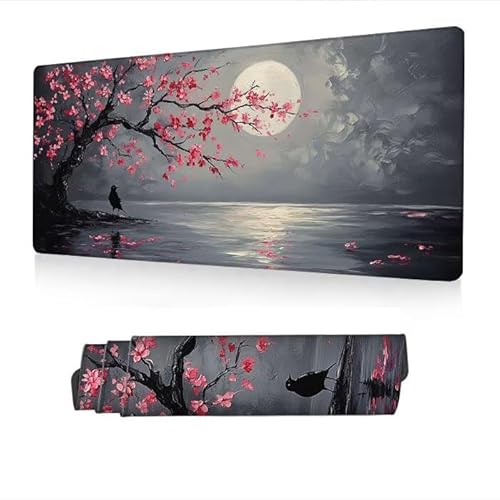 Mauspad XXL 800x300x3mm,Mousepad Weiß Schreibtischunterlage,Gaming Mauspad Mond Mouse Pad mit Wasserdicht und Rutschfester Gummi,Desk Mat mit Vernähte Kanten,Computer Zubehör,Geschenke Frauen S1-193 von Fneuexng