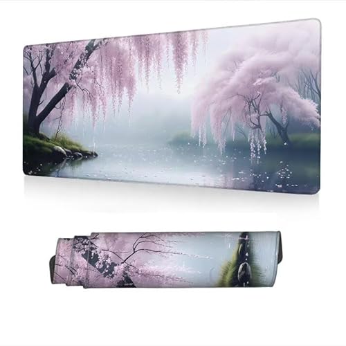 Mauspad XXL 900x400x3mm,Mousepad Rosa Schreibtischunterlage,Gaming Mauspad Weide Mouse Pad mit Wasserdicht und Rutschfester Gummi,Desk Mat mit Vernähte Kanten,Computer Zubehör,Geschenke Frauen S1-407 von Fneuexng