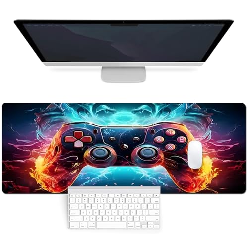 Mauspad Schreibtischunterlage 80x30cm Gaming Mousepad mit Genähten Kanten und Anti Rutsch, Tischunterlage verbessert Präzision und Geschwindigkeit, für Home & Office Dekor(Game-A) von FoBianJie