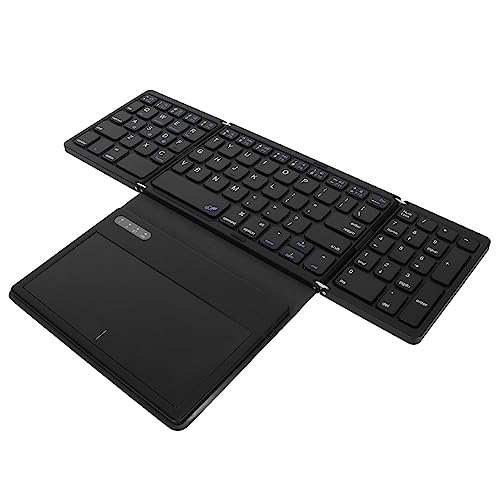 Focket Faltbare Bluetooth-Tastatur, tragbare drahtlose Taschen-Tastatur mit Touchpad und Nummernblock, ultradünne, Faltbare Reisetastatur für Android, für Windows, PC, Tablet, schwarz von Focket