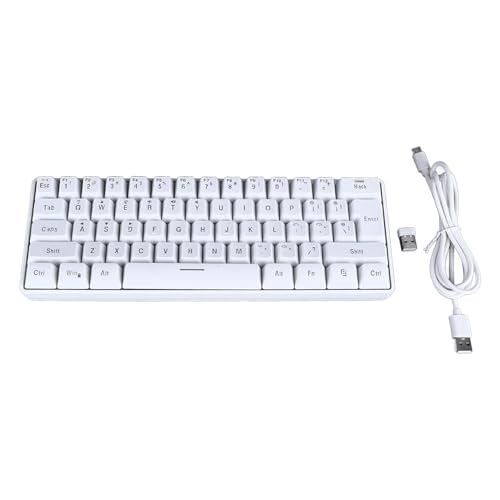 Fockety 61 Tasten Gaming Tastatur, 2,4 G Bluetooth USB Kabeltastatur mit 3 Modi, Regenbogen RGB Hintergrundbeleuchtung, Leise Computertastatur, Multimedia Tasten, wasserdichte, (White) von Fockety