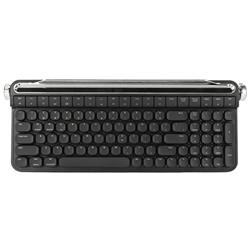 Fockety Retro-Schreibmaschinen-Tastatur, Hot Swappable Bluetooth Wireless Keyboard mit RGB-Hintergrundbeleuchtung, integrierter Ständer, Schreibmaschine für PC, Laptops, Telefone, Window (Schwarz) von Fockety