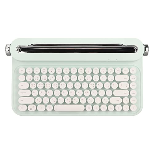 Fockety Schreibmaschinentastatur, Retro 86 Tasten Bluetooth Wireless Keyboard Kompatibel mit PC, Laptops, Handys, Tablets, Windows, Android, IOS, Schreibmaschine mit integriertem Ständer (Minzgrün) von Fockety