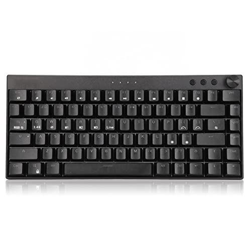 Mechanische Gaming-Tastatur, 82 Tasten, Kabellose RGB-Hintergrundbeleuchtung, 2,4 G BT5.0 Typ C-Verbindung, Ergonomisches Design, Kabelgebundene Computertastatur, 1800 MAh, Kompakte(Brauner Schalter) von Fockety