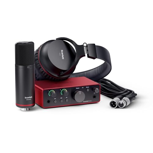 Focusrite Scarlett Solo Studio 4. Gen USB-Audio-Interface für Songwriter, Gitarristen, Sänger und Produzenten, mit Kondensatormic und Kopfhörer für Aufnahme, Komposition, Streams und Podcast von Focusrite