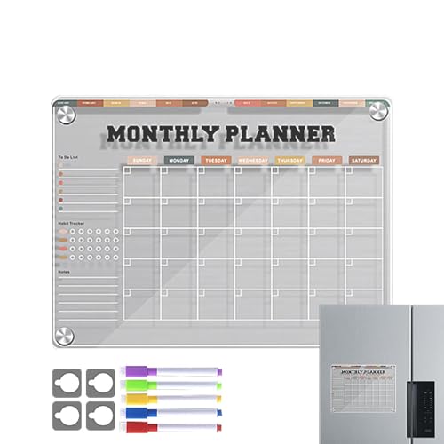 Fogukier Magnetische trocken abwischbare Tafel für Kühlschrank - Kühlschrankkalender Wiederverwendbares Whiteboard - 30,5 x 22,9 cm Acryl, durchsichtiges Nachrichtenbrett, Kühlschrank-Notizblock, von Fogukier