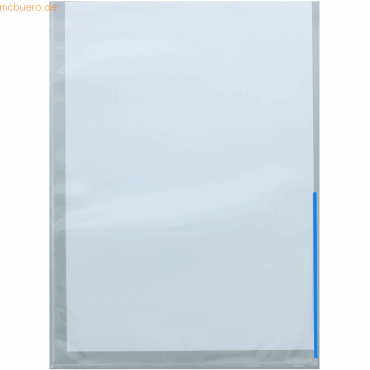 Foldersys Sichthüllen A4 mit Indexstreifen PP VE=100 Stück blau von Foldersys