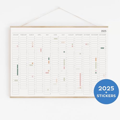 2025 Jahresplaner mit Aufklebern - Wandkalender, Familienplaner von Follygraph