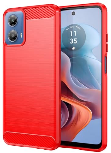 Folmecket Moto G34 Hülle, Karbonfaser, Kratzfest, stoßdämpfend, weiche TPU-Gummi-Schutzhülle für Motorola Moto G34 6.5" Zoll Rot Folmecket Moto G34 Hülle, Karbonfaser, Kratzfest, stoßdämpfend, weiche TPU-Gummi-Schutzhülle für Motorola Moto G34 6.5" Zoll Rot von Folmecket