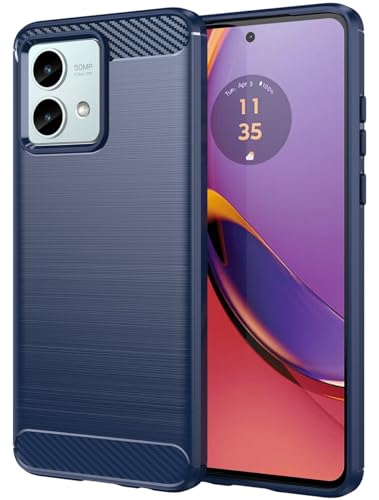 Folmecket Moto G84 Hülle, Karbonfaser, Kratzfest, stoßdämpfend, weiche TPU-Gummi-Schutzhülle für Motorola Moto G84 6.5" Zoll Blau von Folmecket