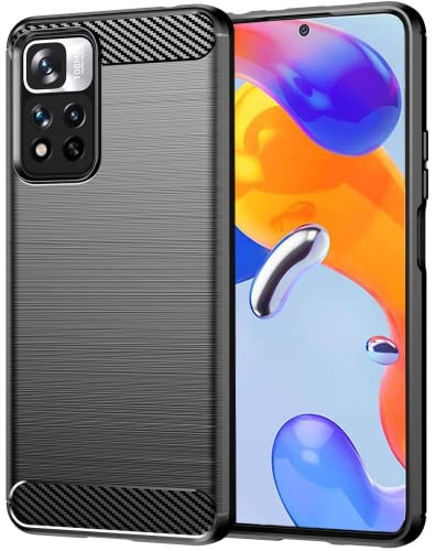 Folmecket Xiaomi Redmi Note 11 Pro/Pro 5G Hülle, Karbonfaser, Kratzfest, stoßdämpfend, weiche TPU-Gummi-Schutzhülle für Xiaomi Redmi Note 11 Pro 5G 6,67 Zoll, Schwarz von Folmecket