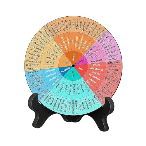 Folpus 2 x Gefühlsräder, Bürodekoration, Lernspielzeug, pädagogische Emotionsanzeigetafeln, Emotionsdiagramme mit Ständer für Tisch, Style C von Folpus