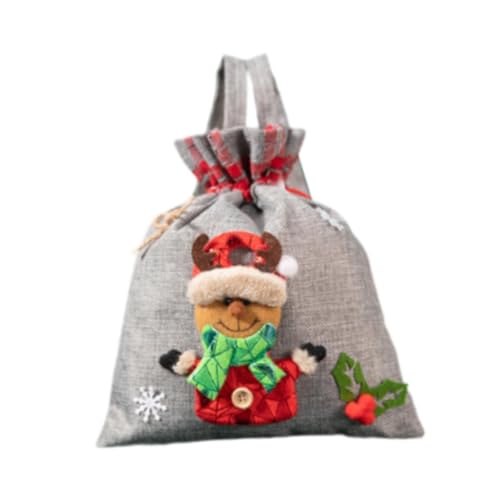 Folpus Puppen-Weihnachtsgeschenktüte, Apfeltüte mit Kordelzug, Weihnachtsgeschenktüte, süß, Partygeschenk, tragbare Weihnachtsdekoration, Geschenktüte, Grau von Folpus