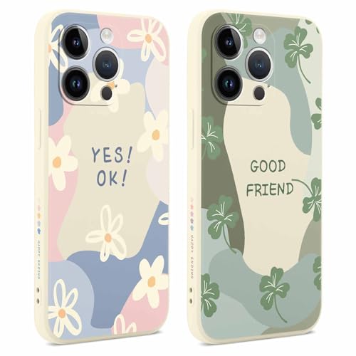 Foonary 2 Stück Hülle für Apple iPhone 14 Pro 6,1", Handyhülle mit Aesthetic Motiv Mode Muster Design Case, Silikon TPU Bumper Schutzhülle Cover für iPhone 14 Pro, Blumen 05 von Foonary