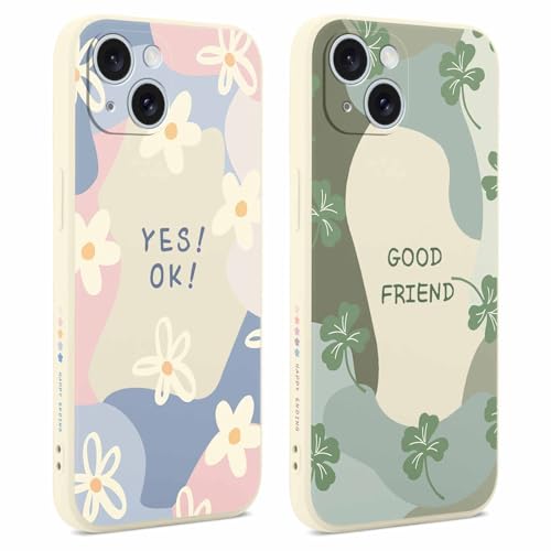 Foonary 2 Stück Hülle für Apple iPhone 15 6,1", Handyhülle mit Aesthetic Motiv Mode Muster Design Case, Silikon TPU Bumper Schutzhülle Cover für iPhone 15, Blumen 05 von Foonary