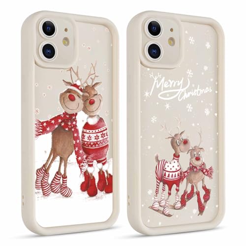 Foonary 2 Stück Weihnachten Handyhülle für Apple iPhone 11 6,1" Hülle, Weihnachts Case mit Aesthetic Elch Muster Design, Silikon TPU Christmas Schutzhülle Mode Cover für iPhone 11,01 von Foonary