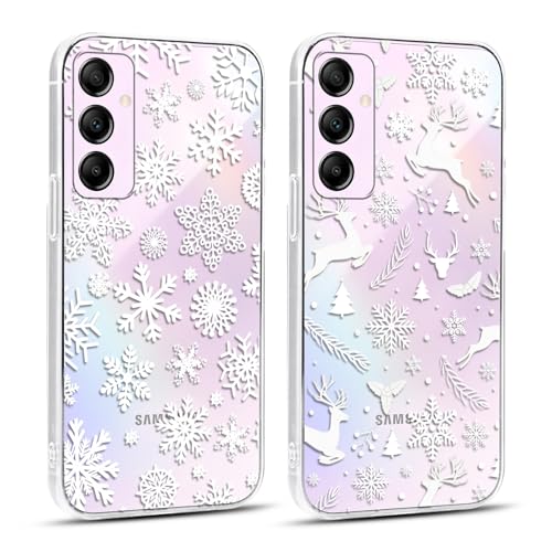 Foonary 2 Stück Weihnachten Transparent Handyhülle für Samsung Galaxy A55 5G 6,5" Hülle, Aesthetic Weihnachts Schnee Muster Motiv Design Case, Silikon Christmas Schutzhülle Cover für Samsung A55 5G von Foonary