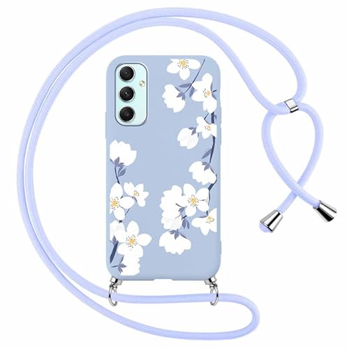 Foonary Handykette Hülle mit Band für Samsung Galaxy A50 / A30S /A50s 6,4" Handyhülle, Aesthetic Design Kette Necklace Case mit Kordel zum Umhängen Silikon Bumper Schutzhülle Cover Schnur, Blumen 6 von Foonary