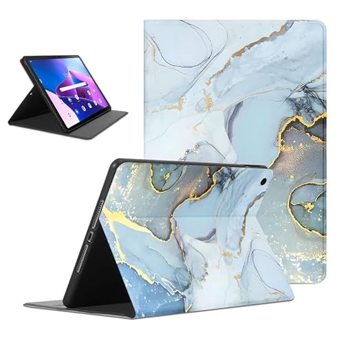 Foonary Hülle für Lenovo Tab M10 Plus 3rd Gen 2022 10,6", Aesthetic Ultra Dünn Leicht Tablet Schutzhülle mit Standfunktion TPU Rücken PU Leder Stoßfeste Case Cover für Tab M10 Plus 3rd Gen, Marmor 2 von Foonary