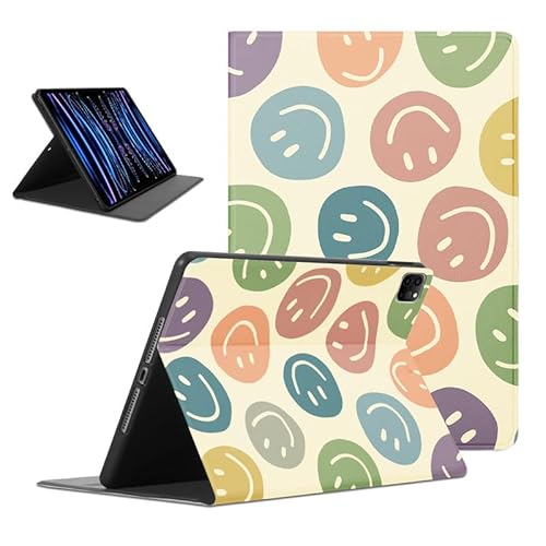 Foonary Hülle für iPad Pro 11" 2022/2021/2020 (4/3/2 Generation), Aesthetic Ultra Dünn Leicht Tablet Schutzhülle mit Standfunktion TPU Rücken PU Leder Stoßfeste Case Cover für iPad Pro 11,Smile 1 von Foonary