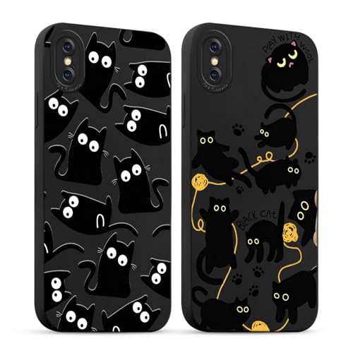 Foonary Modische Handyhüllen für iPhone X/XS, 14,7 cm (5,8 Zoll), weiße schwarze Katze, ästhetischer Druck, schlank, weiches Silikon-TPU-Hülle für Frauen, stoßfeste Schutzhülle, Funda para Girls, für von Foonary