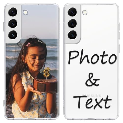 Foonary Personalisierte Handyhülle für Samsung Galaxy S22 5G 6,1'', Personalisiert Hülle mit Selbst Gestalten Eigenem Bild Foto Schutzhülle, Individuelle Design Case für Samsung S22 5G,transparent von Foonary