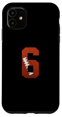 Hülle für iPhone 11 Nummer 6 Rückseite – American Football Trikot nummeriert von Football Back Numbers Birthday Apparel Gifts