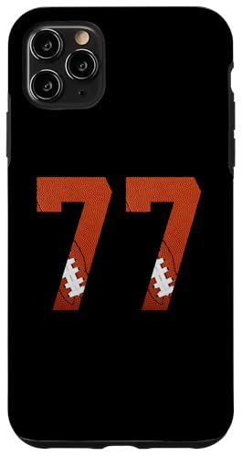 Hülle für iPhone 11 Pro Max Nummer 77 Rückseite – American Football Trikot nummeriert von Football Back Numbers Birthday Apparel Gifts