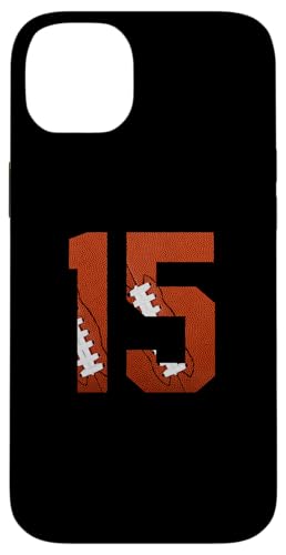 Hülle für iPhone 14 Plus Nummer 15 Rückseite – American Football Trikot nummeriert von Football Back Numbers Birthday Apparel Gifts