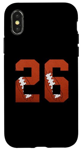 Hülle für iPhone X/XS Nummer 26 Rückseite – American Football Trikot nummeriert von Football Back Numbers Birthday Apparel Gifts