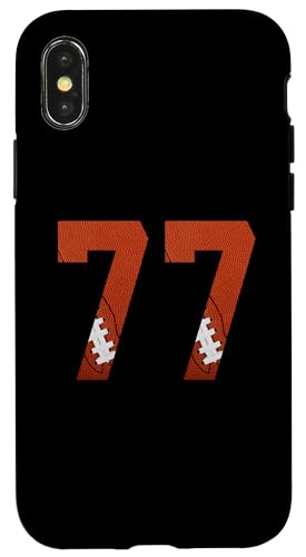 Hülle für iPhone X/XS Nummer 77 Rückseite – American Football Trikot nummeriert von Football Back Numbers Birthday Apparel Gifts