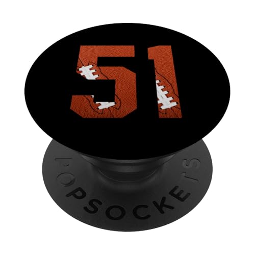 Nummer 51 Rückseite – American Football Trikot nummeriert PopSockets Klebender PopGrip von Football Back Numbers Birthday Apparel Gifts