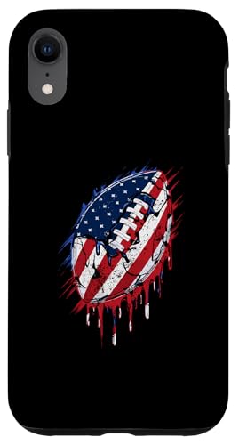 Hülle für iPhone XR Amerikanischer Fußballspieler, Fußballspieler, Fußballspieler, Flagge der USA von Football Player Sports Gifts