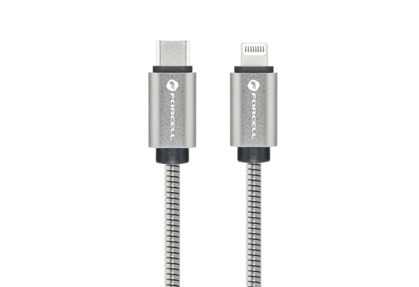 Forcell Ladekabel 1m Silber USB-C kompatibel mit iPhone 8-polig QC3.0 PD 27W USB-Kabel, (100 cm) von Forcell