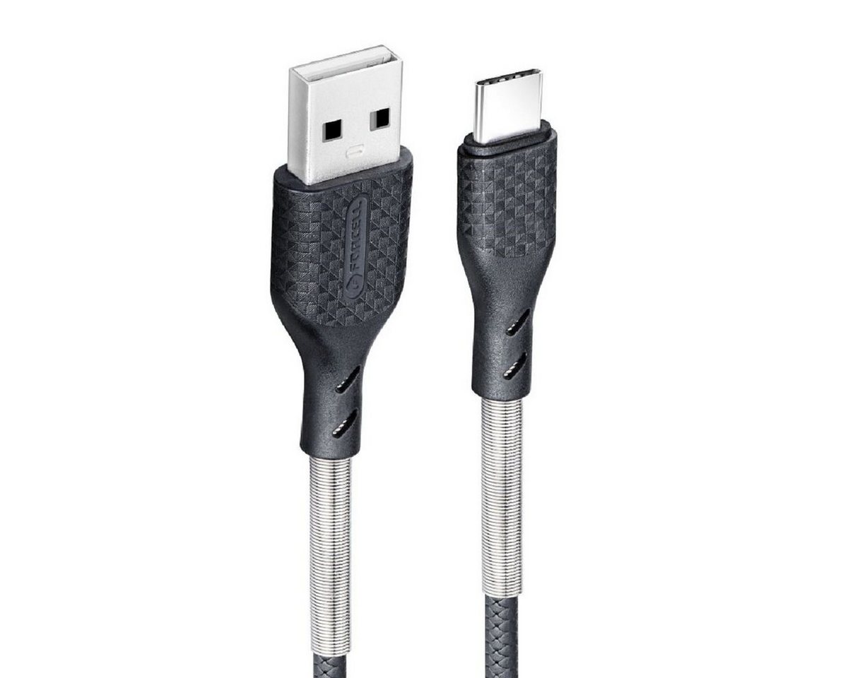 Forcell Ladekabel USB auf Typ C QC3.0 3A zum Aufladen Schwarz 1 Meter Smartphone-Kabel von Forcell