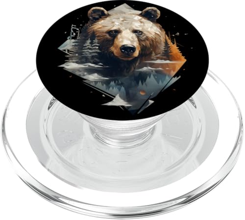 Bär, bunt, Tierkunst, Wildtiermotiv, Kunstwerk, Portrait PopSockets PopGrip für MagSafe von Forest Animal Art