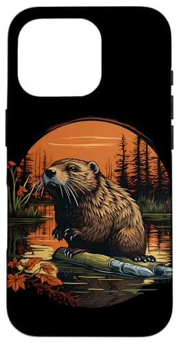 Hülle für iPhone 16 Pro Biber Wald Landschaft Kunstwerk Tier Kunst Natur Tierwelt von Forest Animal Art