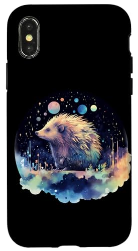 Hülle für iPhone X/XS Igel Natur Bunt Weltraum Mond Motiv Tierliebhaber von Forest Animal Art