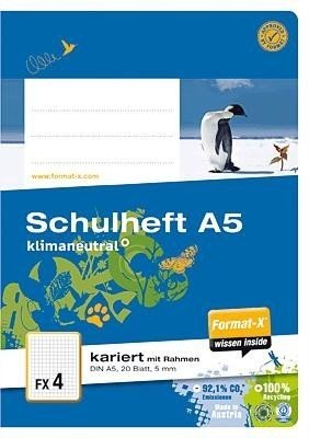 Format-X 060520 40 FX 4 Schulheft A5, kariert mit Rahmen von Format-X